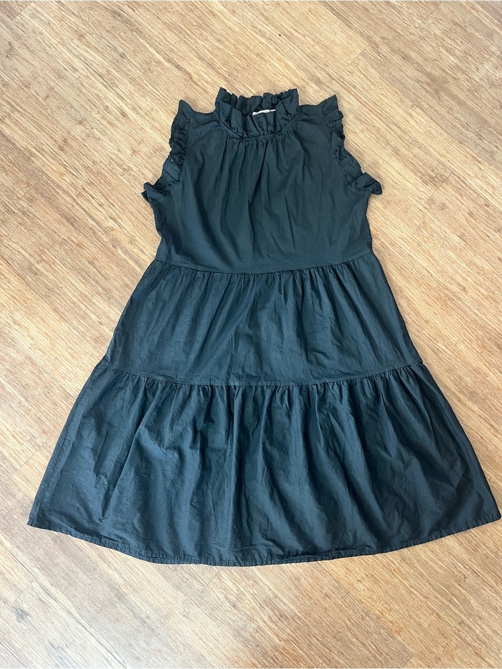 VALENTINA NALDI Black Tiered Ruffle Mini Dress Sz S | Cottagecore Boho